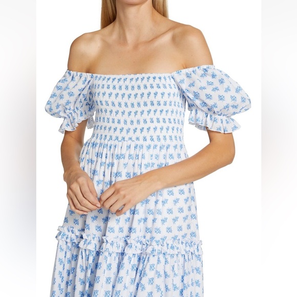 caroline constas blue floral dress Women Size XS Caroline Constas for Intermix Blue Floral Cotton Mini Dress